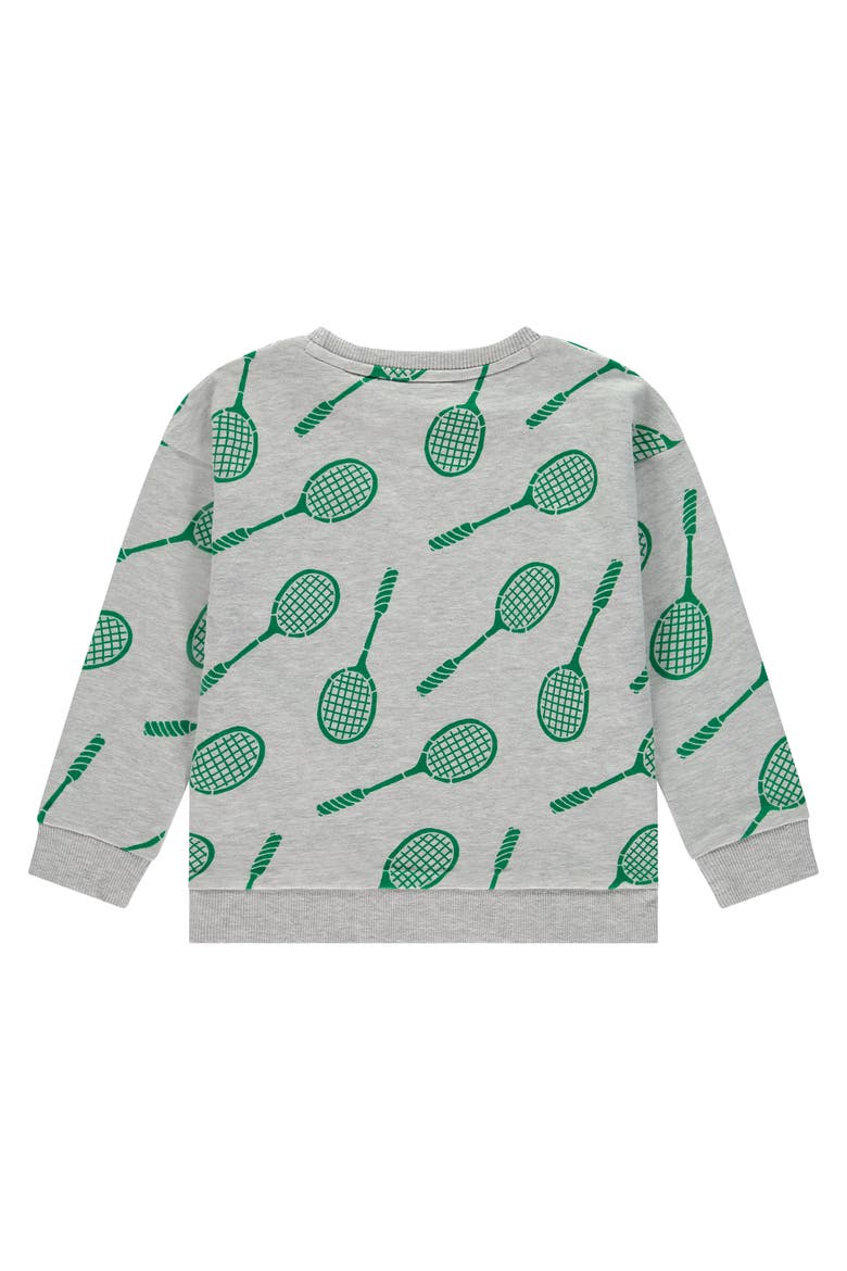Allover Badminton Racquet Print Sweatshirt, Alternate, color, Light Grey Melee