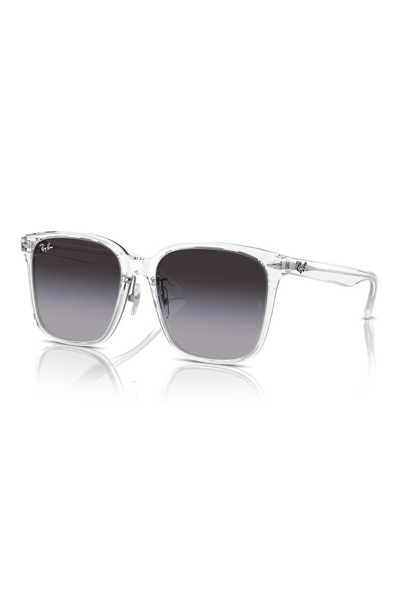 57mm Gradient Square Sunglassers, Alternate, color, CLEAR