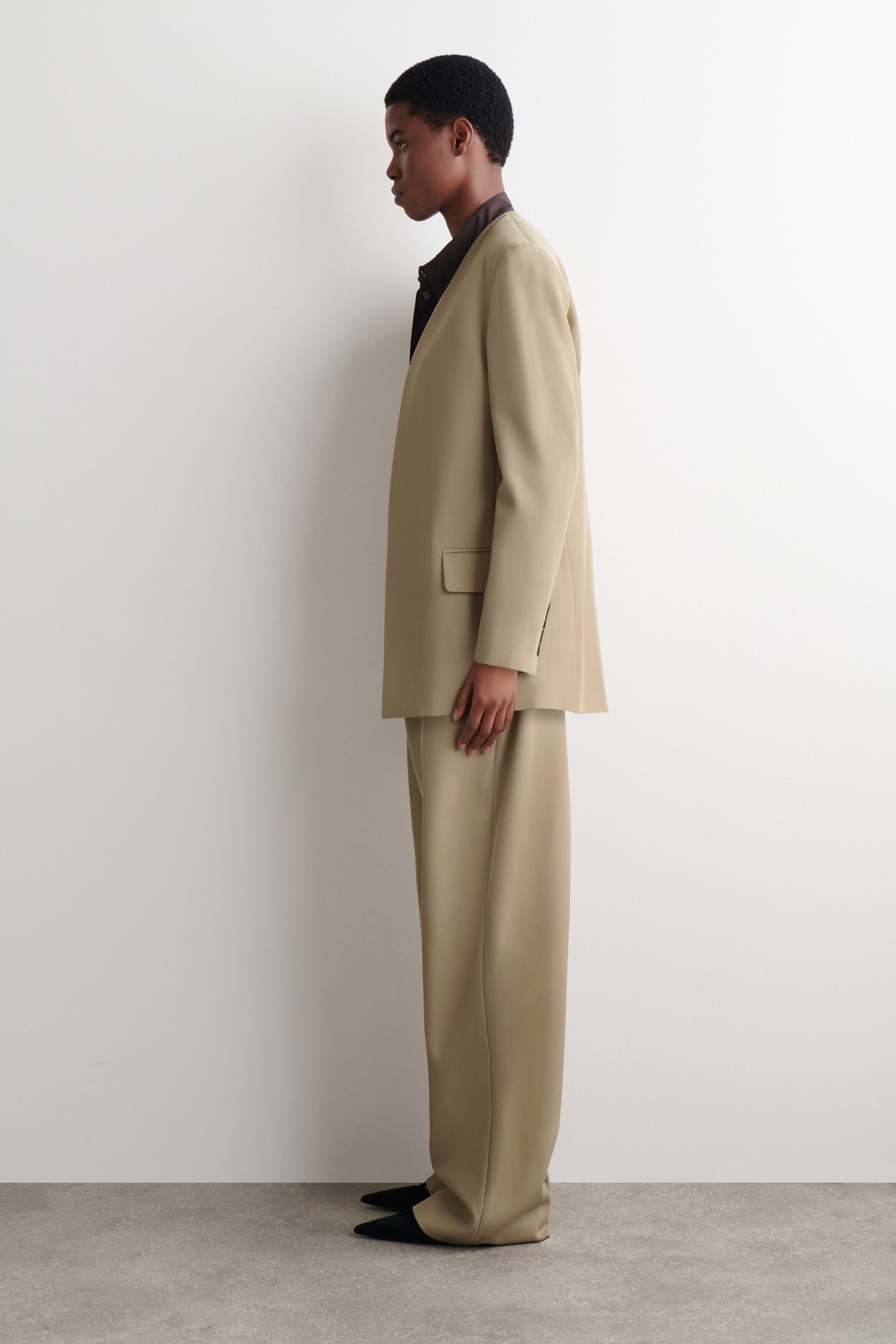 Collarless Wool-Twill Blazer - image 2