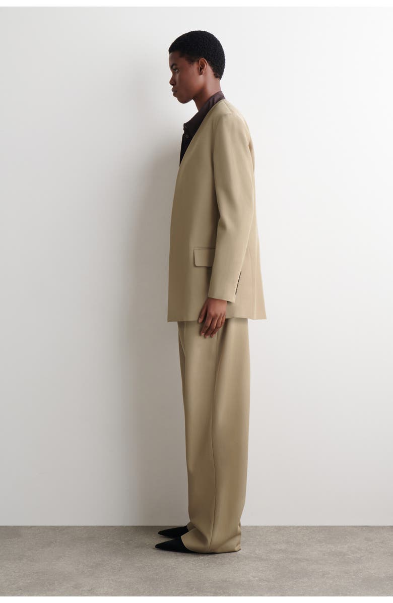 COS Collarless Wool-Twill Blazer, Alternate, color, Beige