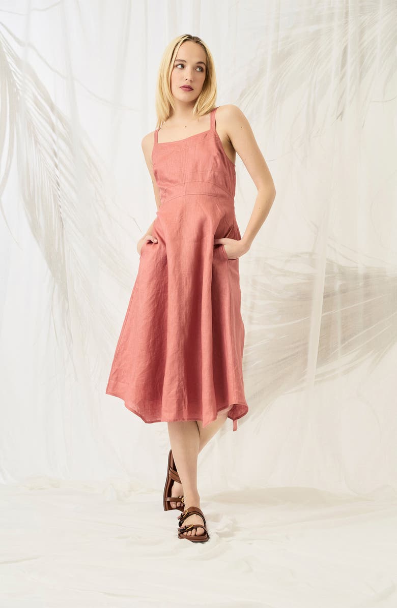 Luxely Sleeveless A-Line Linen Dress, Alternate, color, Canyon Rose