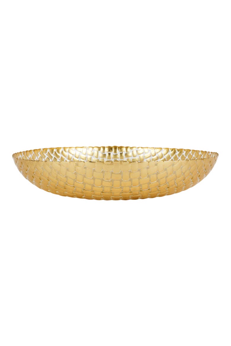 Rufolo Glass Basketweave Large Shallow Serving Bowl, Alternate, color, GOLD