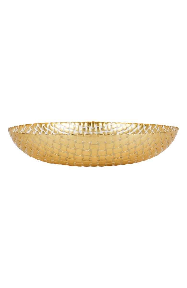 VIETRI Rufolo Glass Basketweave Large Shallow Serving Bowl, Alternate, color, Gold