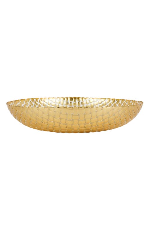 Vietri Rufolo Glass Basketweave Large Shallow Serving Bowl In Gold
