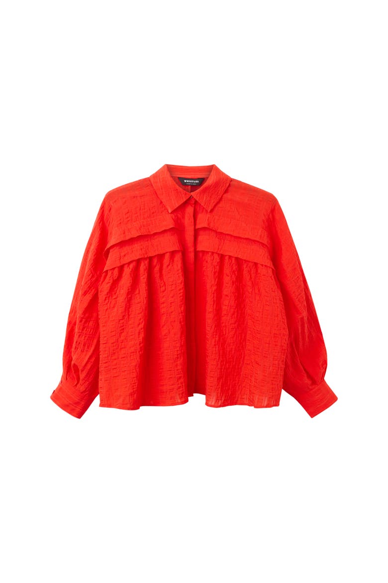 Textured Frill Detail Blouse, Alternate, color, Red
