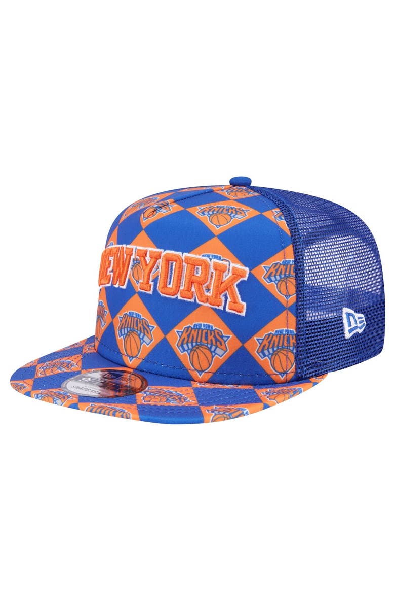 New Era Men's New Era Blue New York Knicks Seeing Diamonds A-Frame Trucker 9FIFTY Snapback Hat, Main, color, Blue