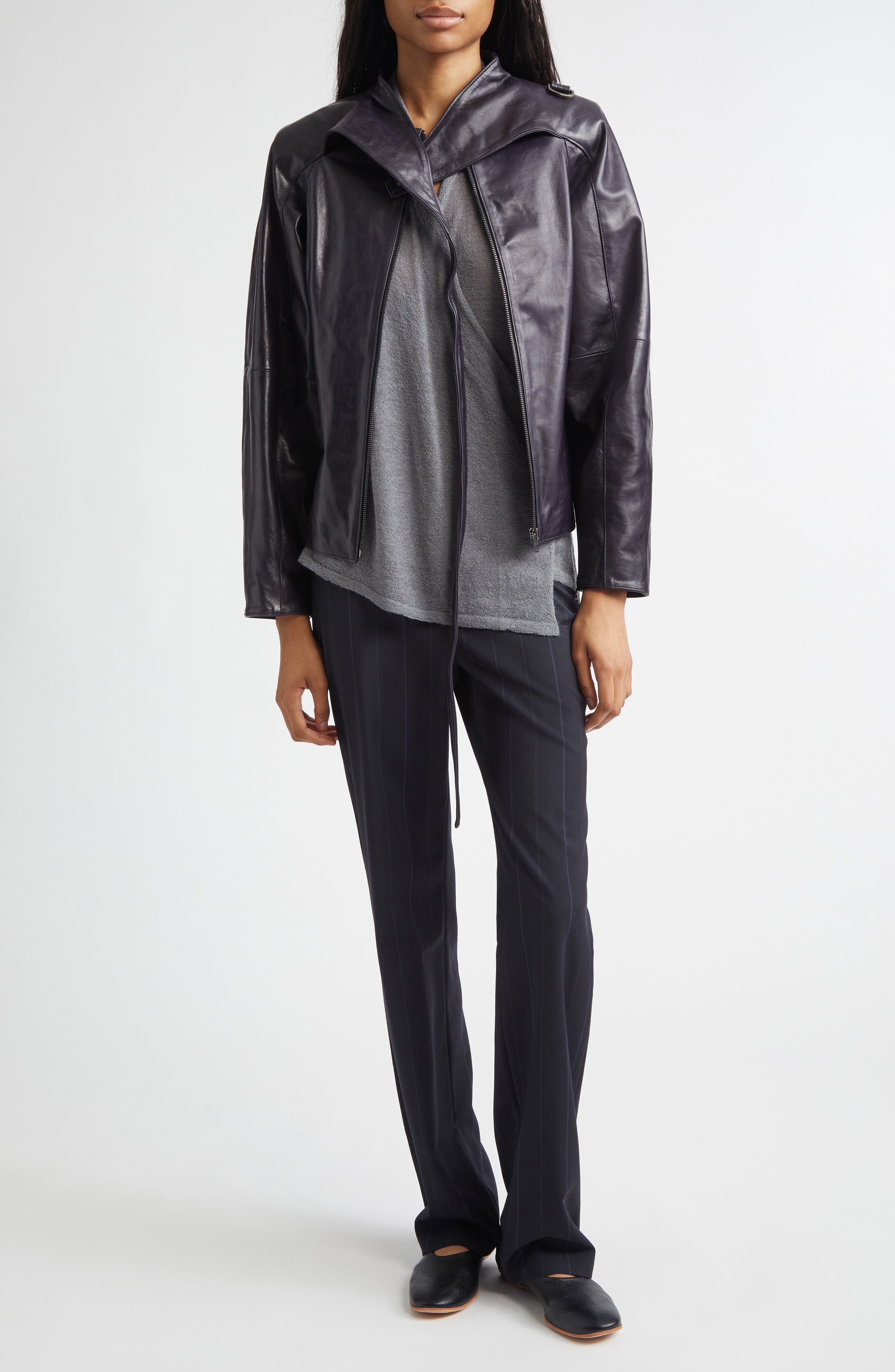 Plomy Leather Crossover Jacket - image 2