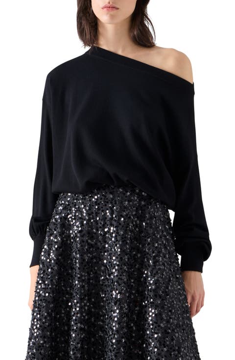 Off the Shoulder Virgin Wool Sweater