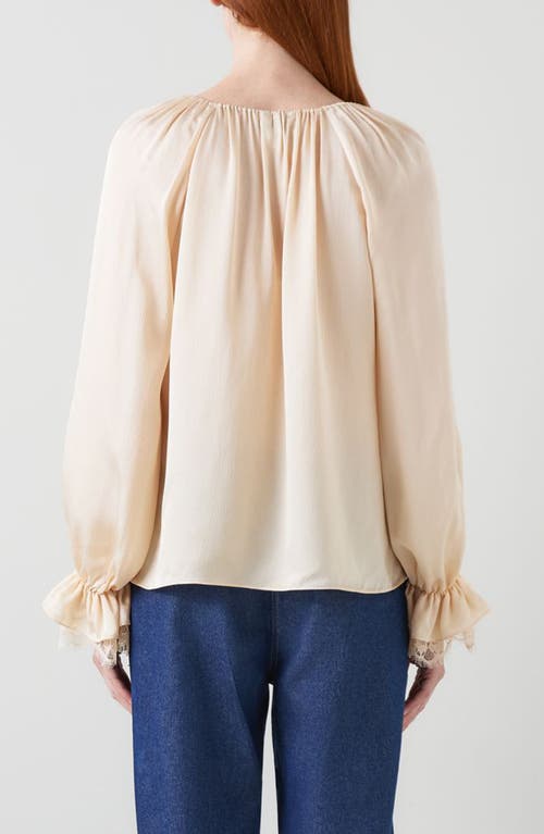 Lk Bennett Willa Long Sleeve Woven Shirt In Neutral