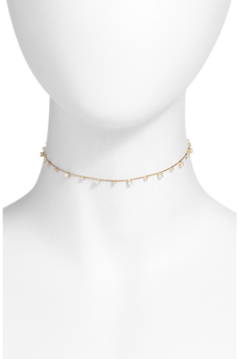 Crystal Dust Cubic Zirconia Choker Necklace, Main, color, GOLD