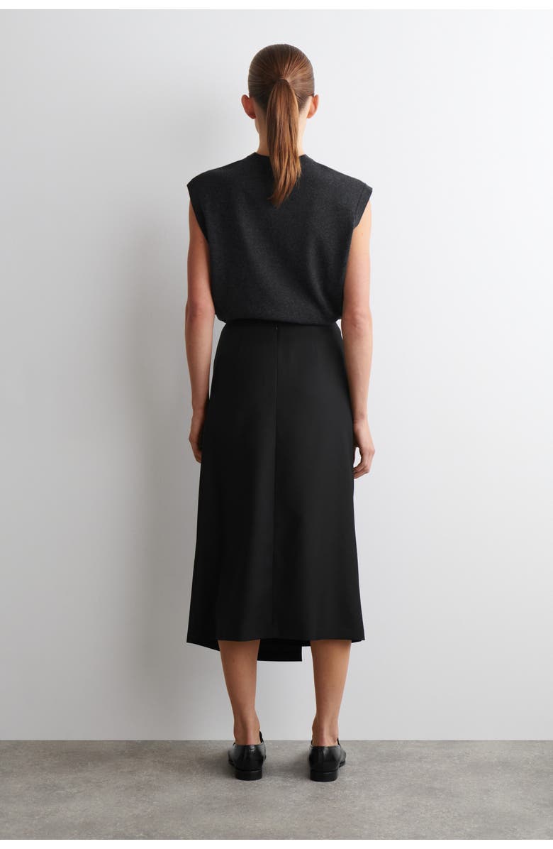 COS Draped Wool Wrap-Effect Midi Skirt, Alternate, color, Black