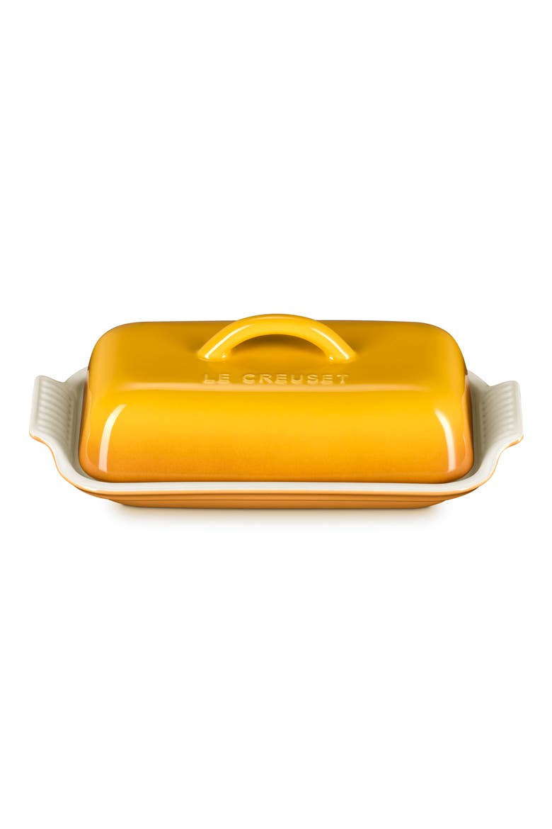 Heritage Stoneware Butter Dish, Alternate, color, NECTAR