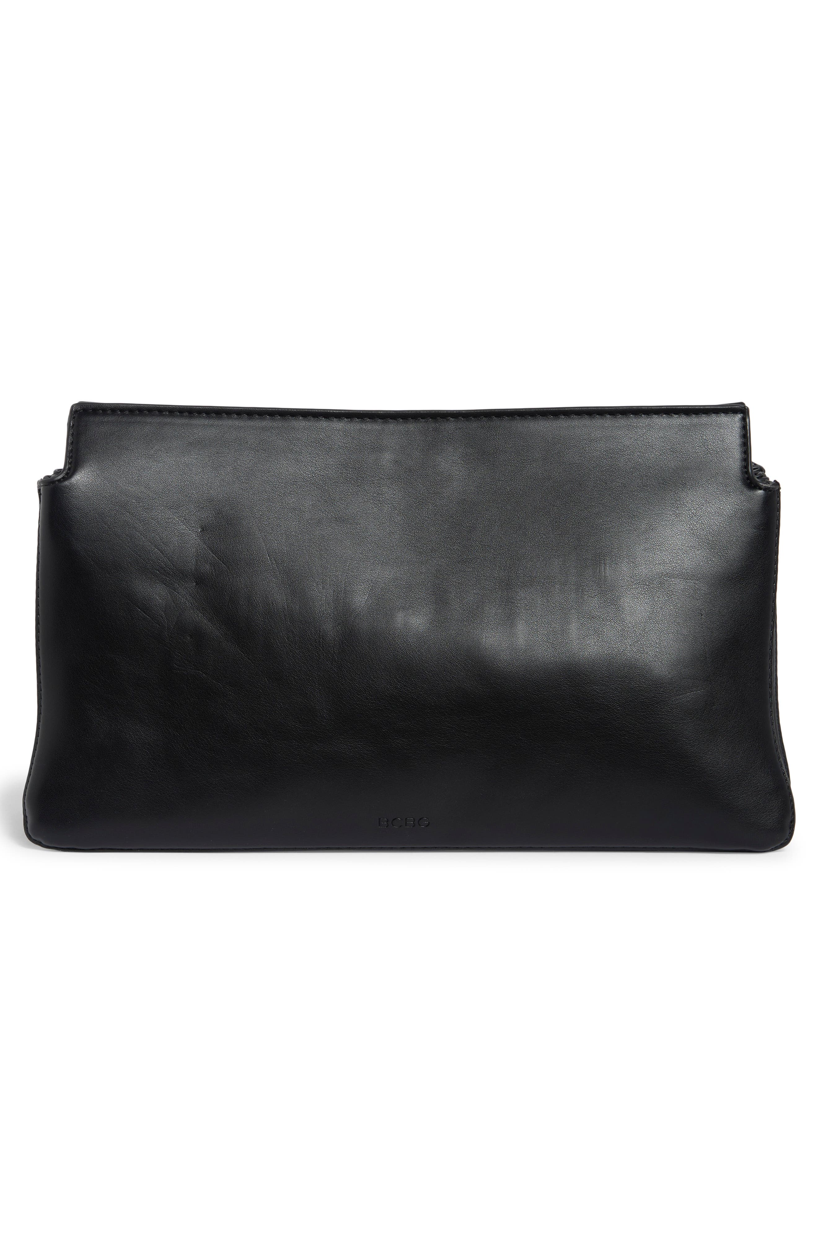 Triplex Faux Leather Clutch, Alternate, color, BLACK