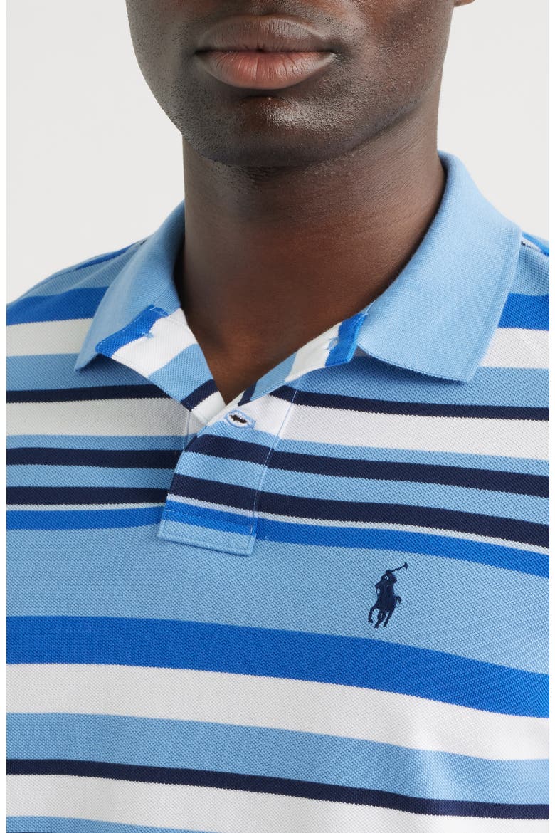 Classic Fit Stripe Cotton Mesh Polo Shirt, Alternate, color, BRISTOL BLUE MULTI