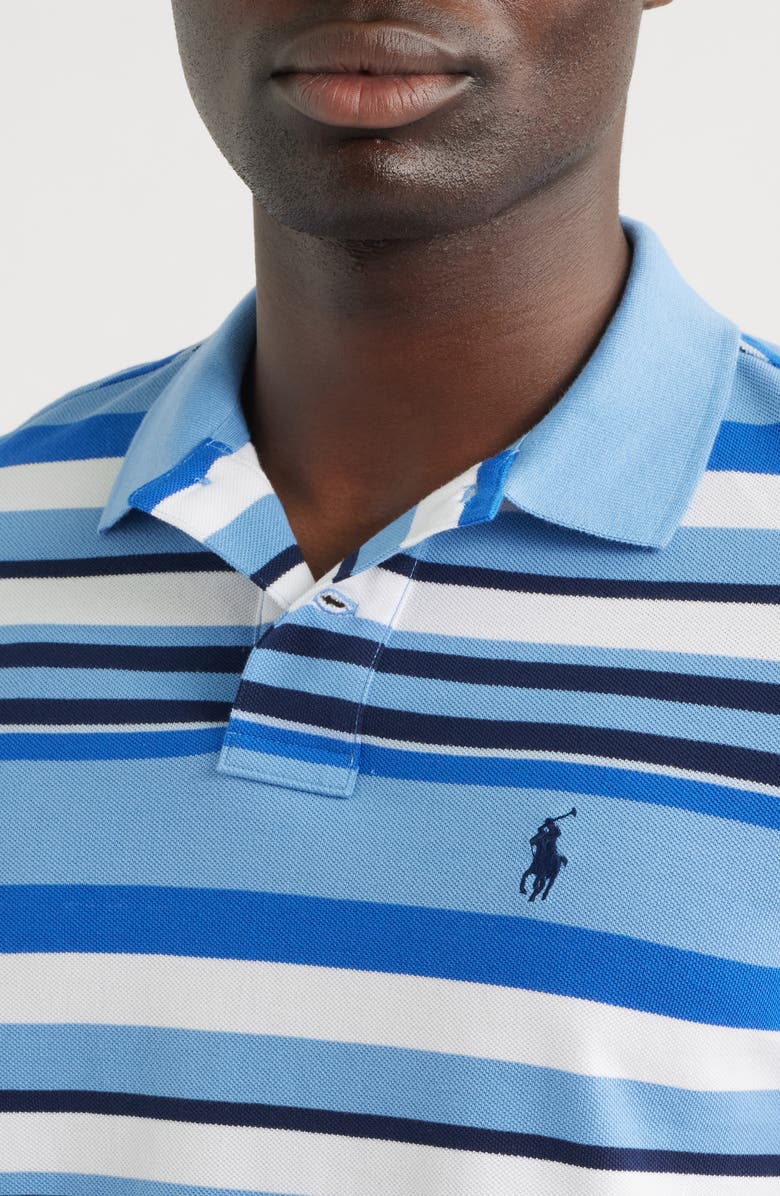 Polo Ralph Lauren Classic Fit Stripe Cotton Mesh Polo Shirt, Alternate, color, Bristol Blue Multi