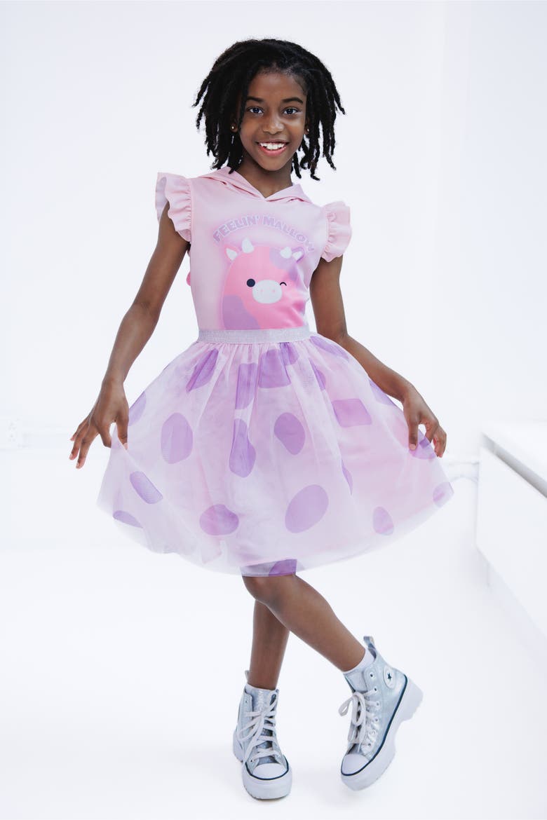Hooded Tutu Dress, Alternate, color, Pink Lavender Cow
