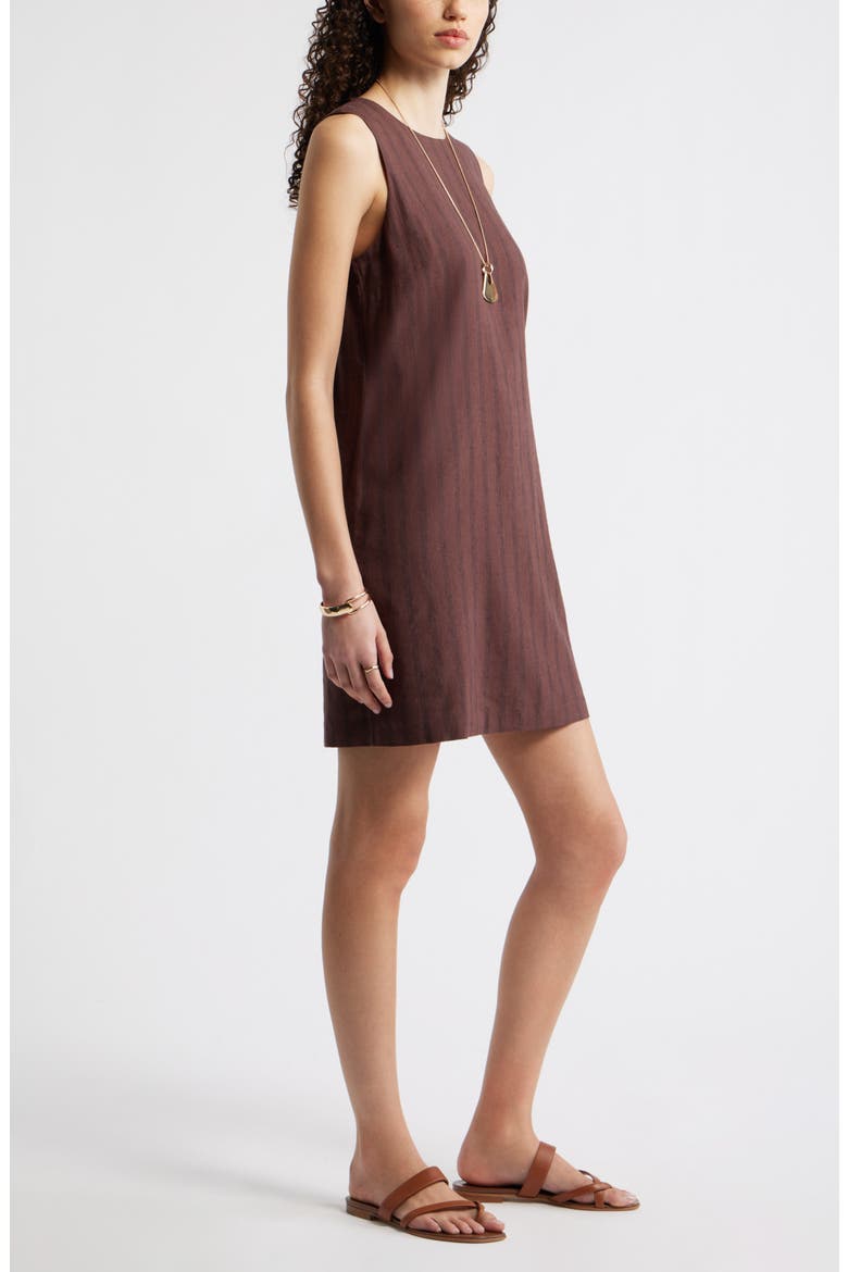 Sleeveless Linen Blend Minidress, Alternate, color, BROWN- BLACK SONJAY STRIPE