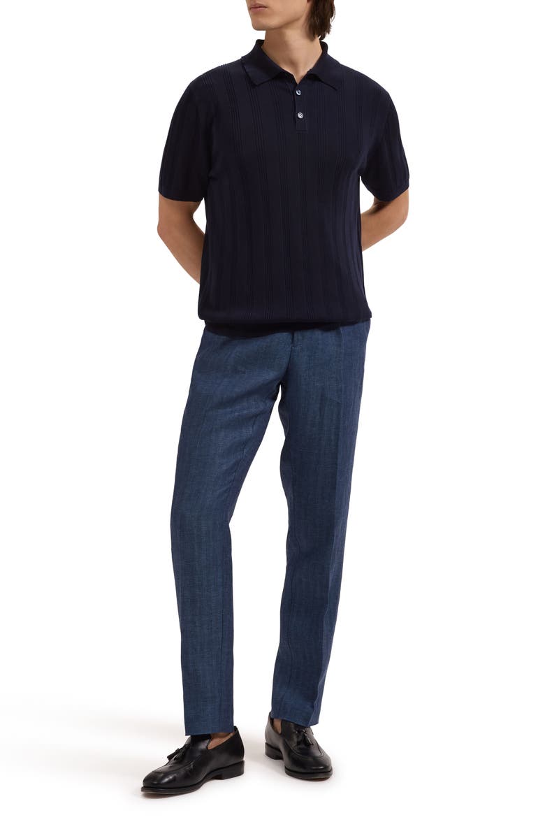 Bugatchi Textured Stripe Polo Sweater, Alternate, color, Navy