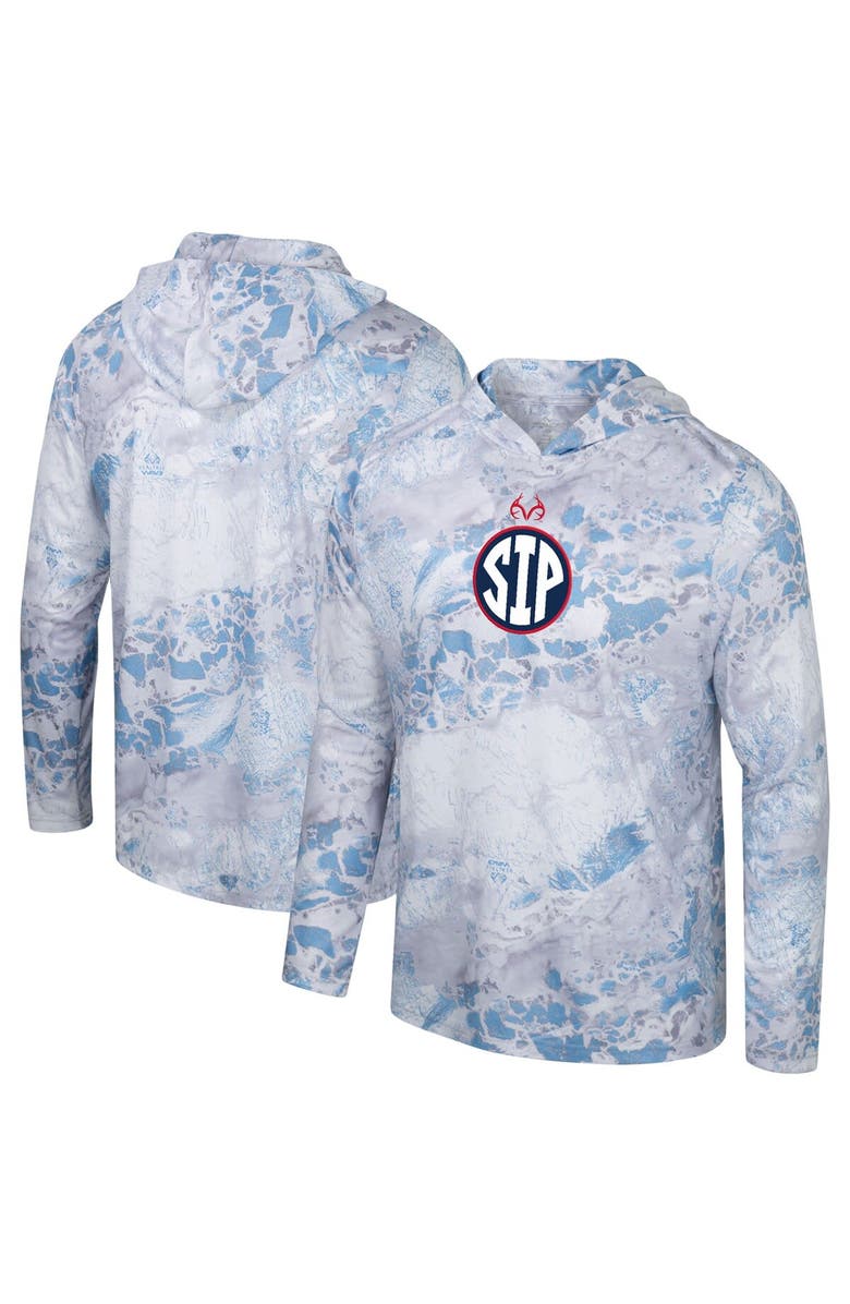 COLOSSEUM Men's Colosseum x Realtree Powder Blue/Silver Ole Miss Rebels SIP WAV3 Hoodie Long Sleeve T-Shirt, Main, color, 