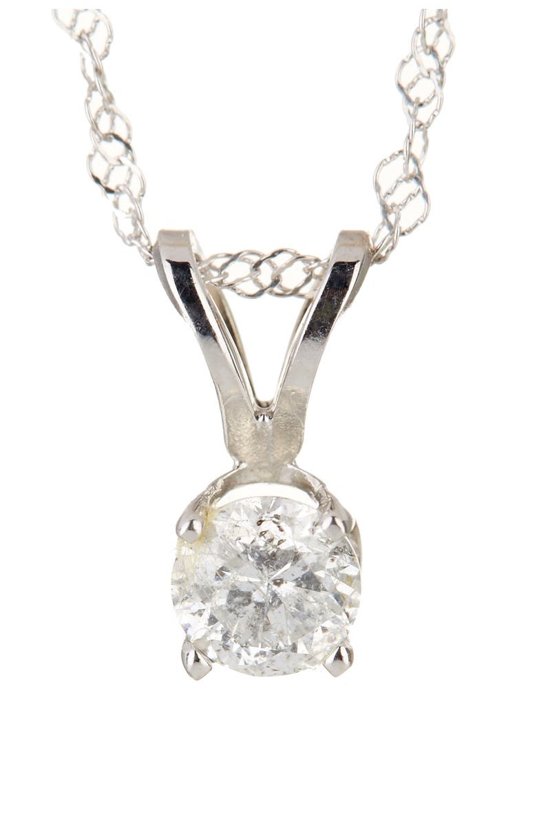 DELMAR 14K White Gold Diamond Solitaire Necklace - 0.25 ctw, Main, color, 