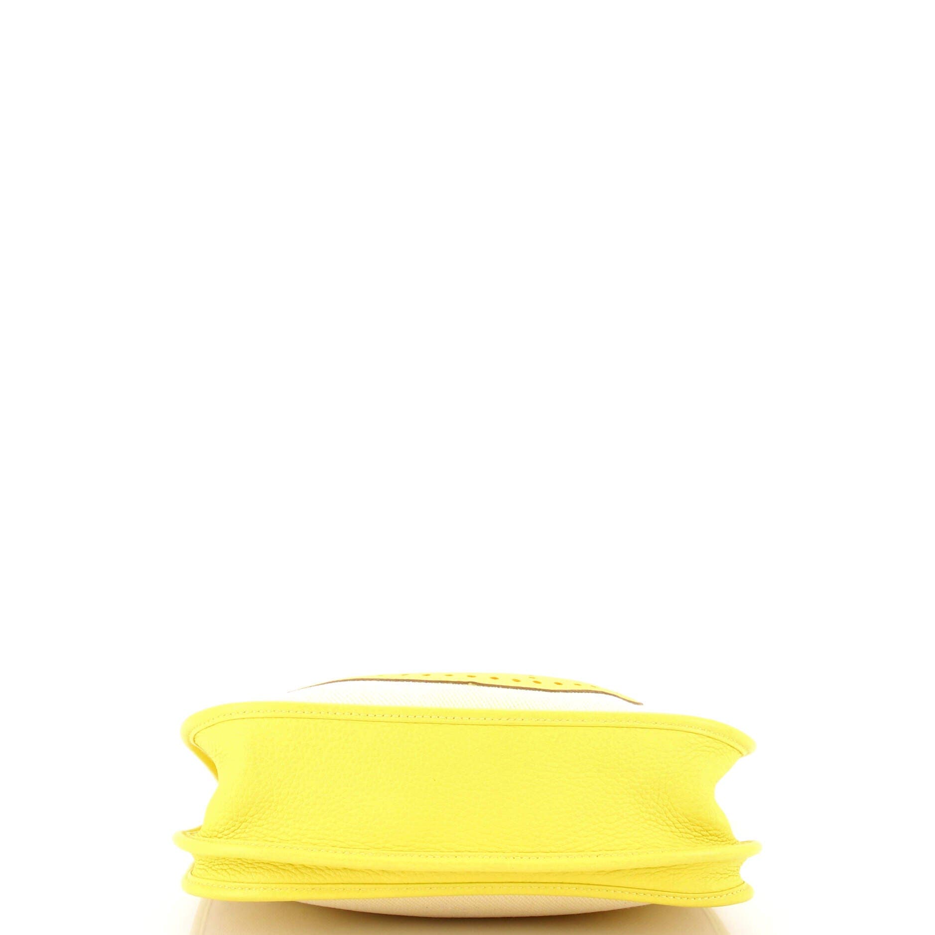 Pre-Owned Hermes Evelyne Bag Gen III Toile and Leather PM, Alternate, color, Lime