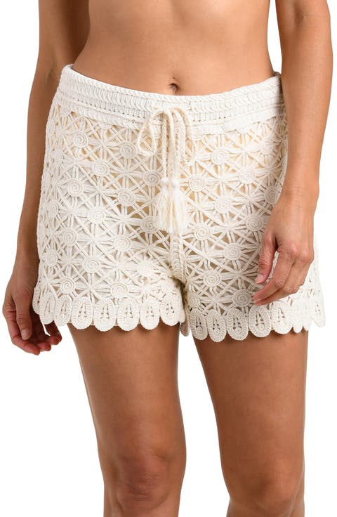 Serenity Soutache Cotton Cover-Up Shorts