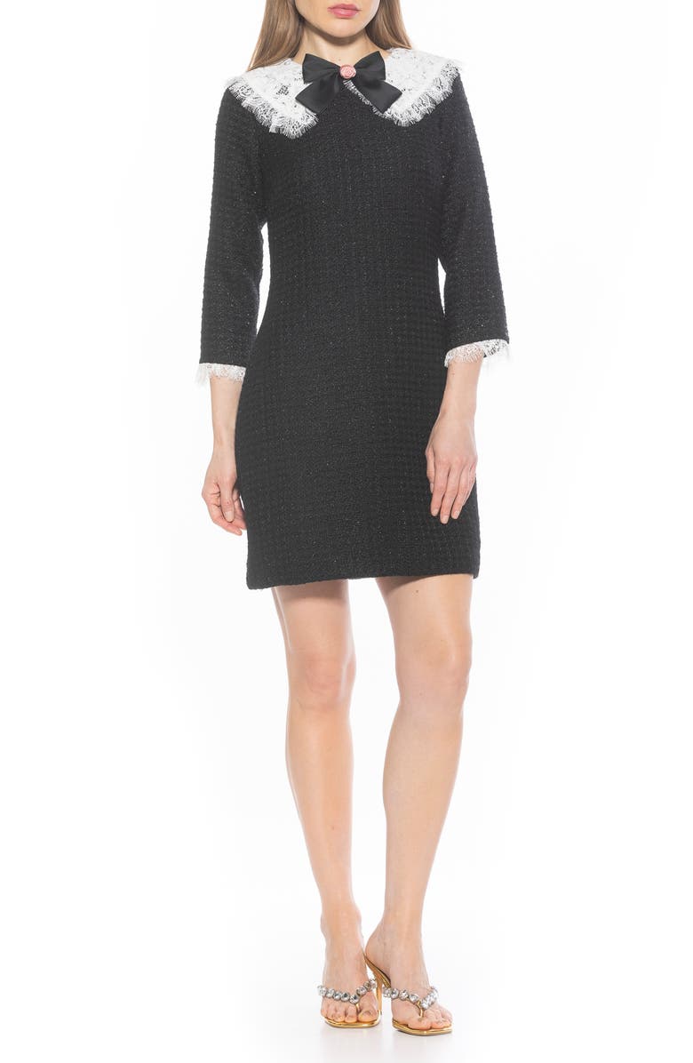 Alexia Admor Monique Tweed Sheath Dress, Main, color, Black