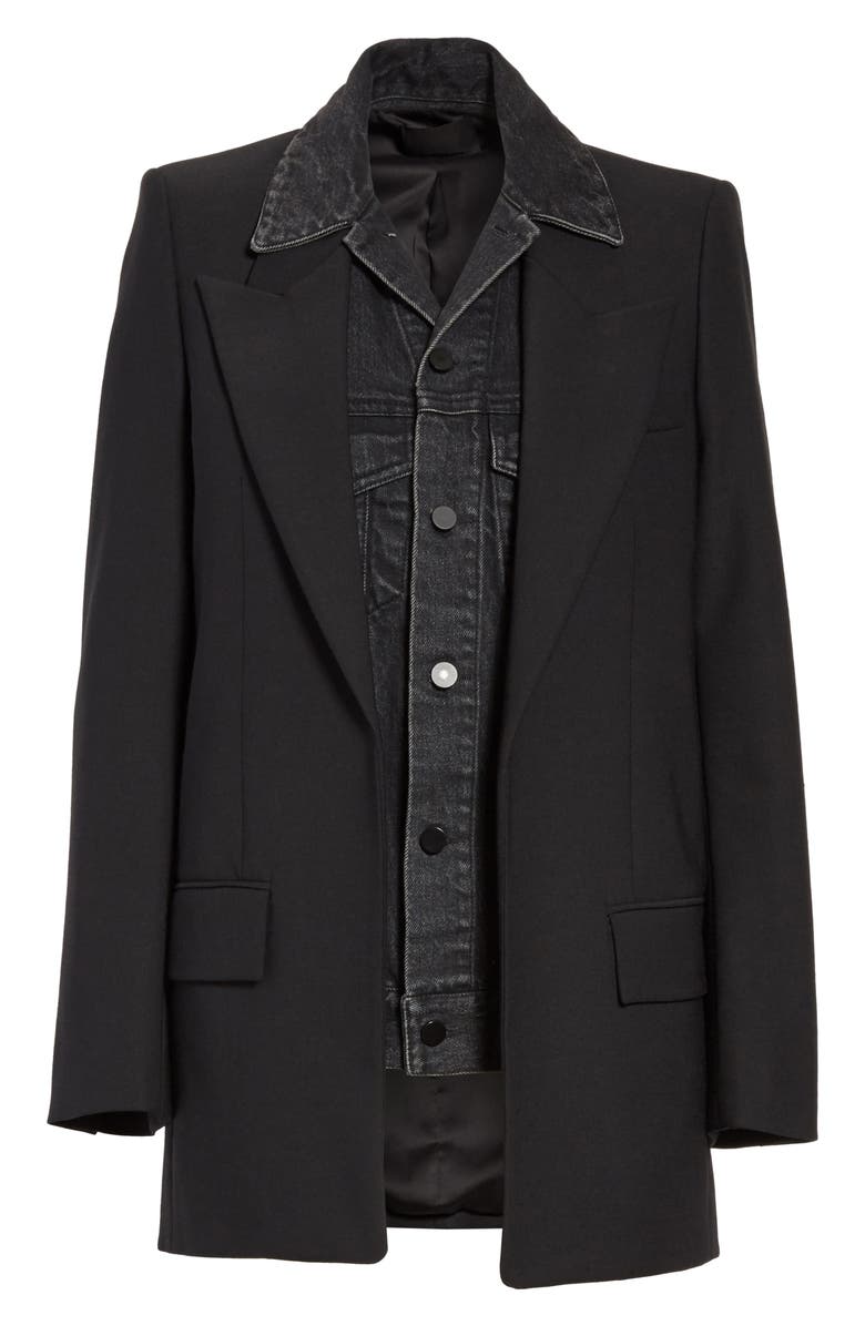 Alexander Wang Denim & Wool Blend Layered Jacket, Alternate, color,