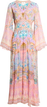 Camilla Howdy Gaudí Long Sleeve Silk Chiffon Maxi Dress