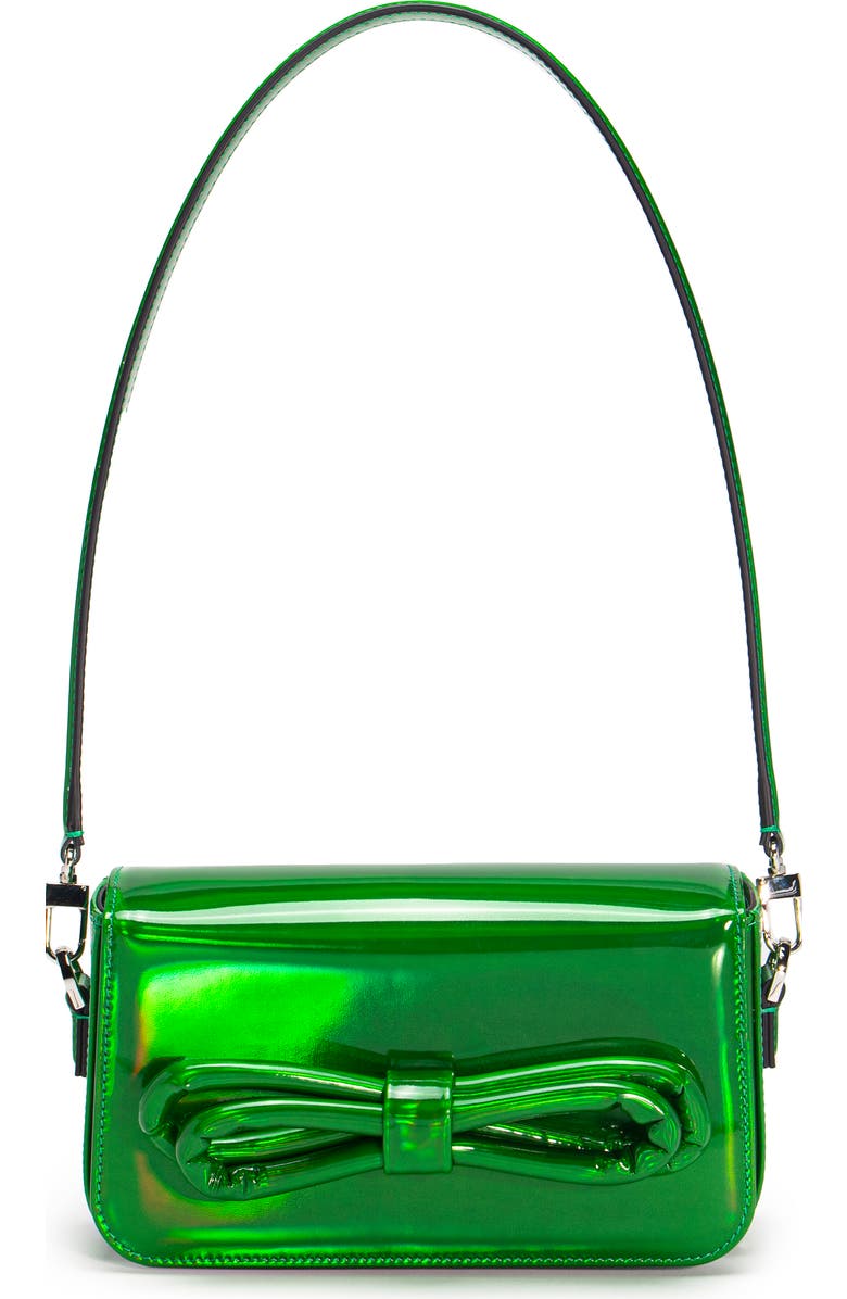 Mach & Mach Puffer Bow Iridescent Leather Shoulder Bag, Main, color,