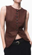 MANGO Button Front Wool Blend Vest