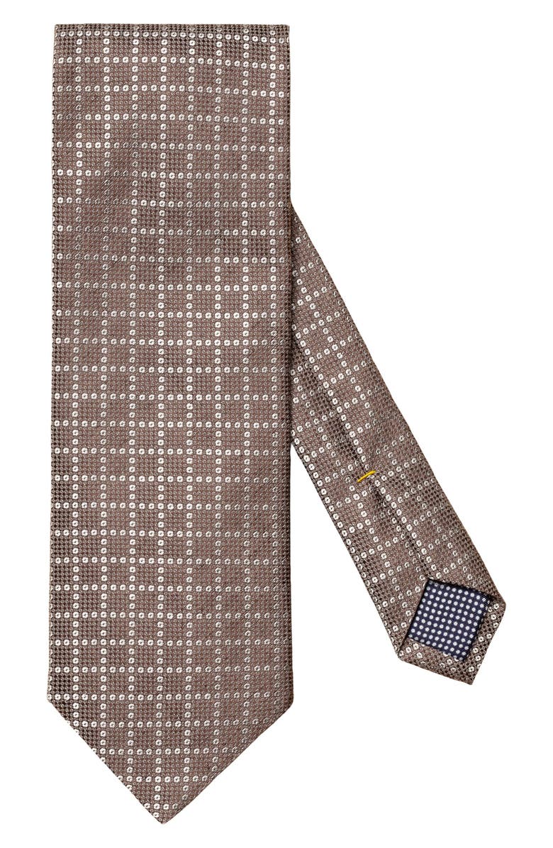 Eton Geometric Linen & Silk Tie, Main, color, 