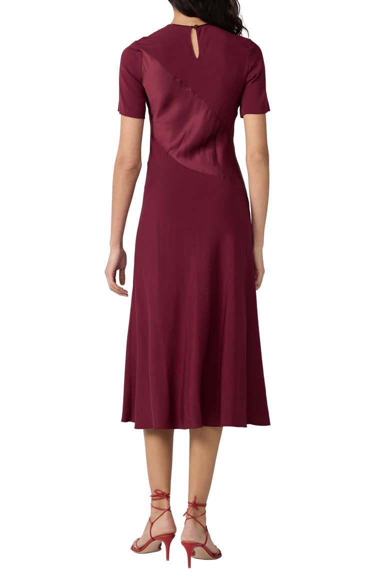 Araminta Mixed Media Midi Dress, Alternate, color, CHERRY WOOD