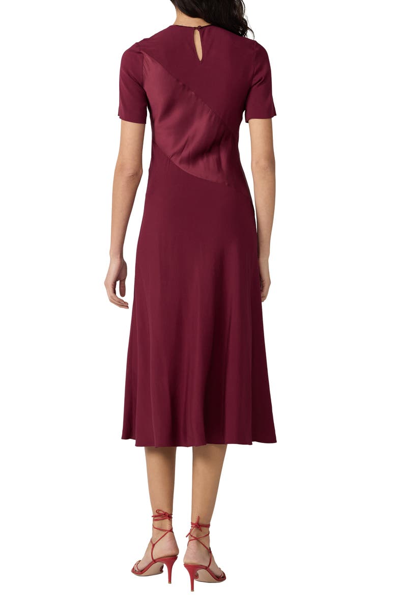 DVF Araminta Mixed Media Midi Dress, Alternate, color, Cherry Wood