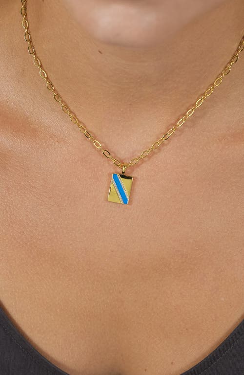 Sterling Forever Calliope Enamel Rectangle Pendant Necklace