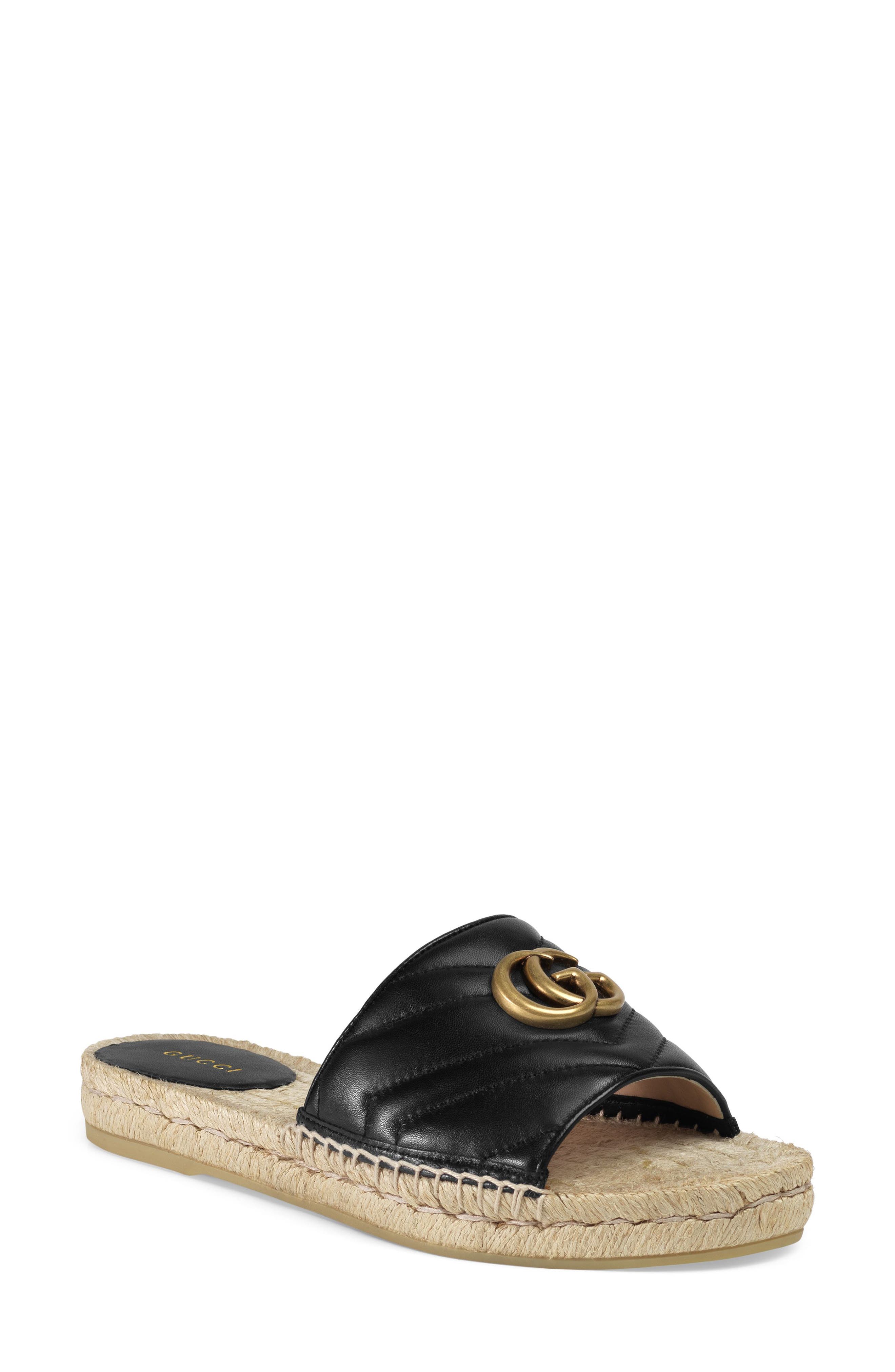 Gucci Pilar GG Matelassé Espadrille Slide Sandal, Main, color, 