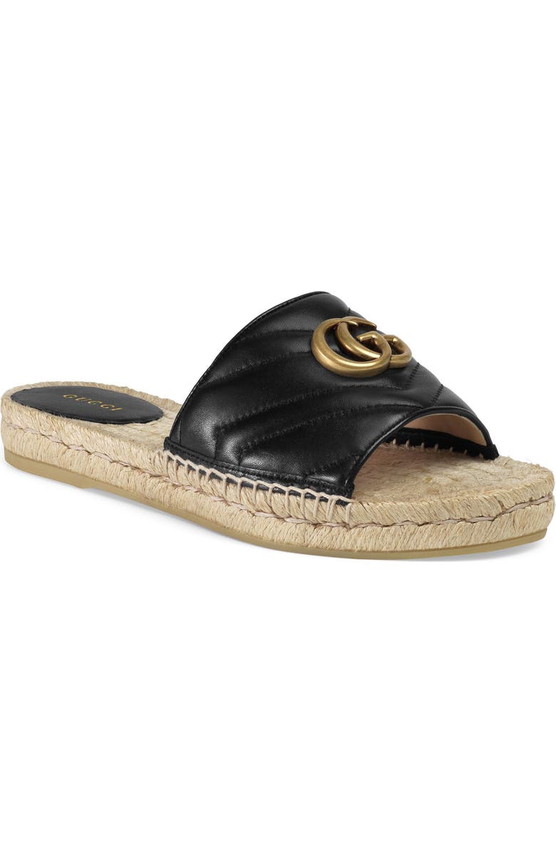 Gucci Pilar GG Matelassé Espadrille Slide Sandal, Main, color,