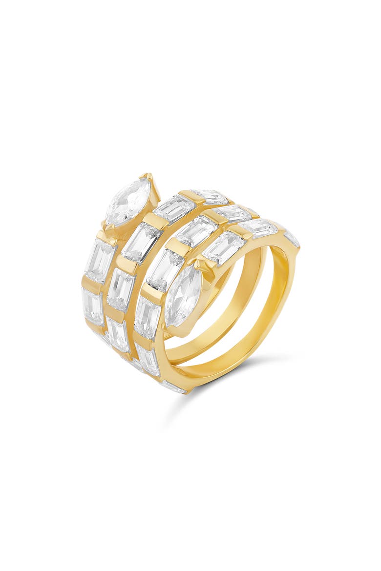 Cubic Zirconia Swirl Bypass Ring, Main, color, GOLD/ WHITE