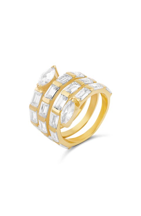 Cubic Zirconia Swirl Bypass Ring