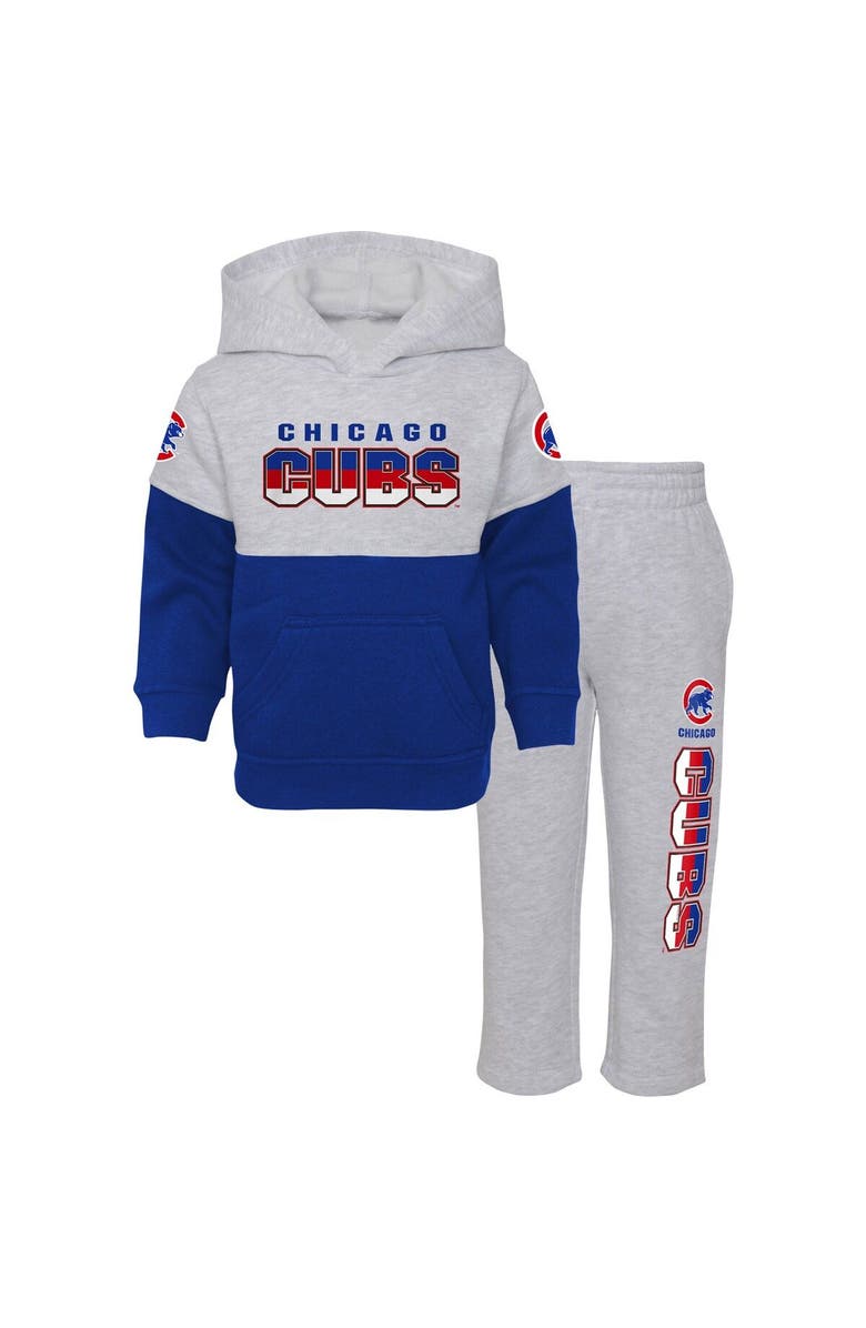 Outerstuff Infant Royal/Heather Gray Chicago Cubs Playmaker Pullover Hoodie & Pants Set, Main, color,