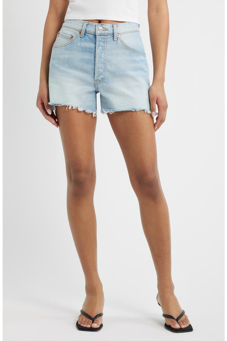 '50s High Waist Denim Cutoff Shorts, Main, color, SILVER SPRINGS