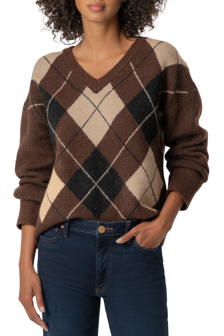 Kimberly Argyle Sweater, Main, color, NUTMEG