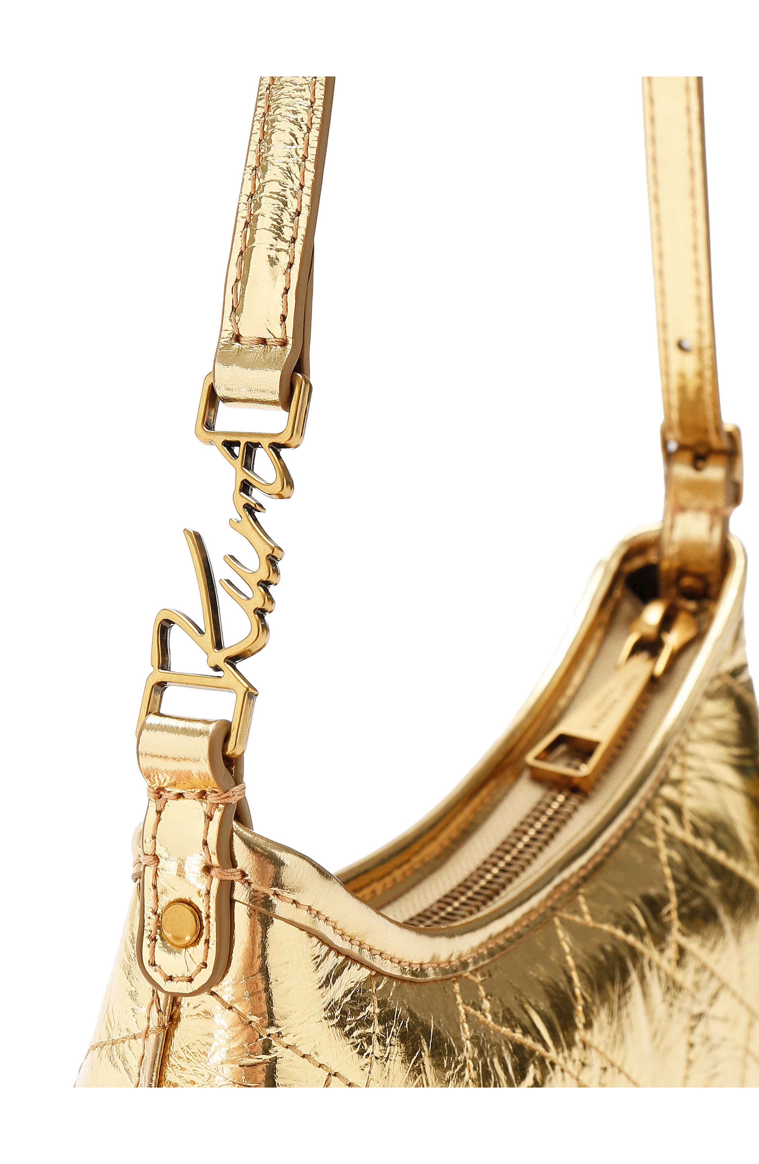 Kurt Metallic Leather Sling Bag, Alternate, color, GOLD