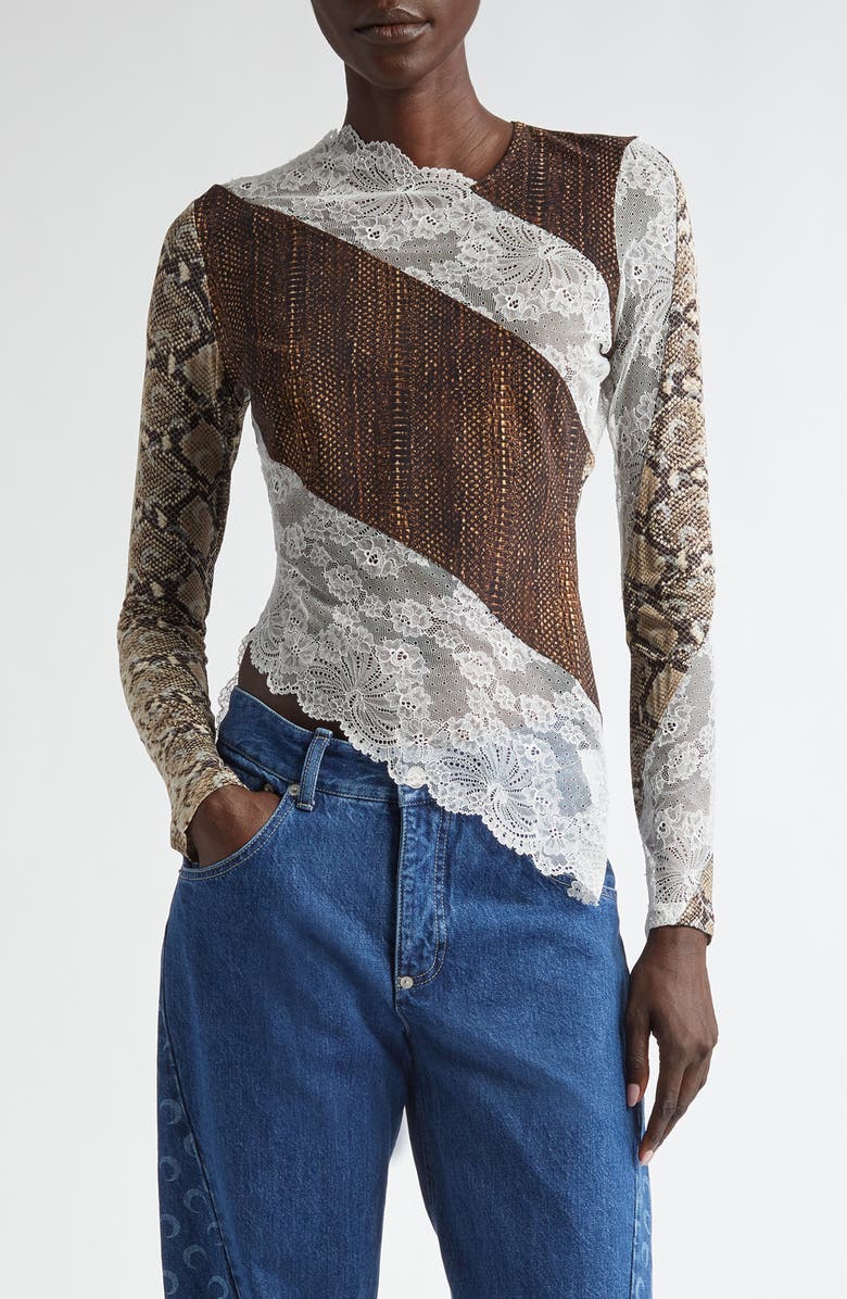 Marine Serre Asymmetric Mixed Media Top, Main, color, 