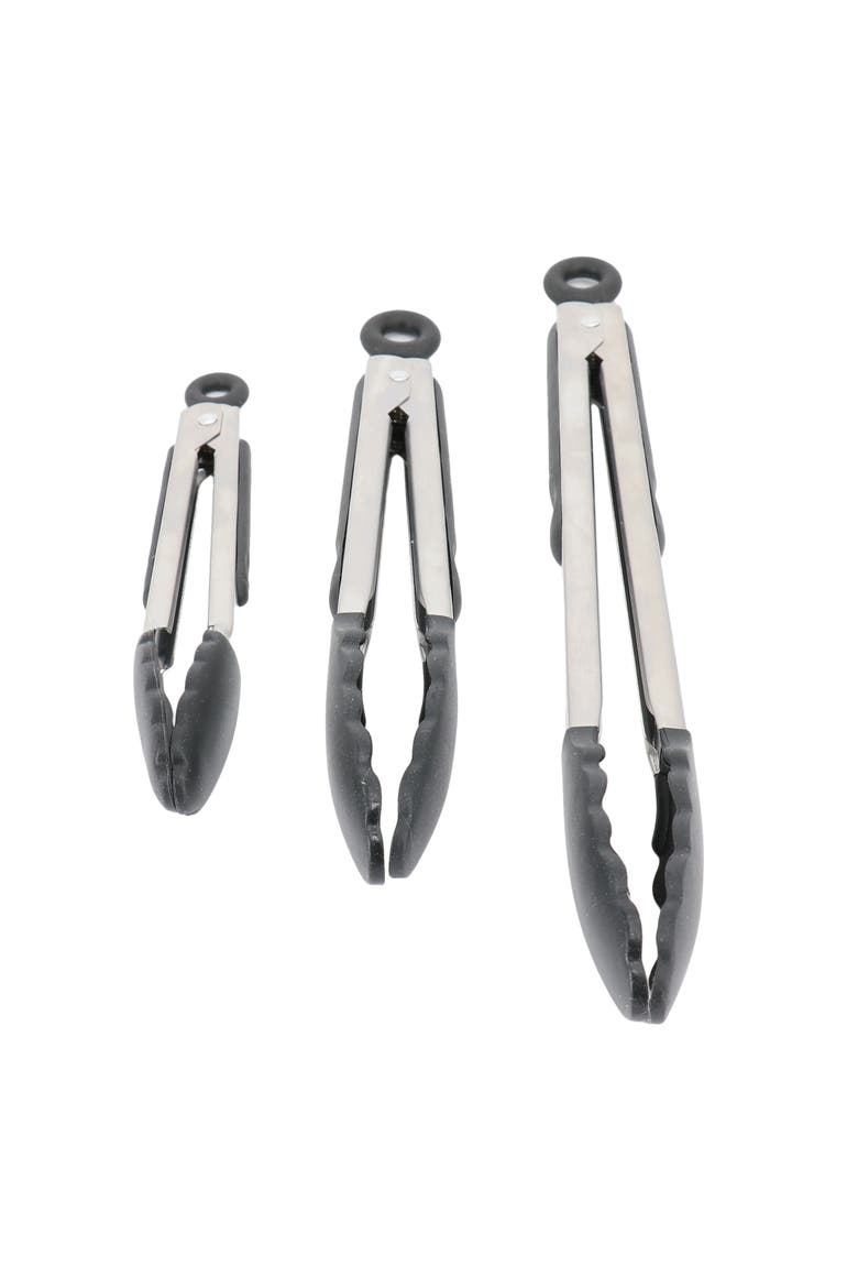 Baldwyn 3 Piece Stainless Steel Kitchen Tongs Set, Main, color, Black