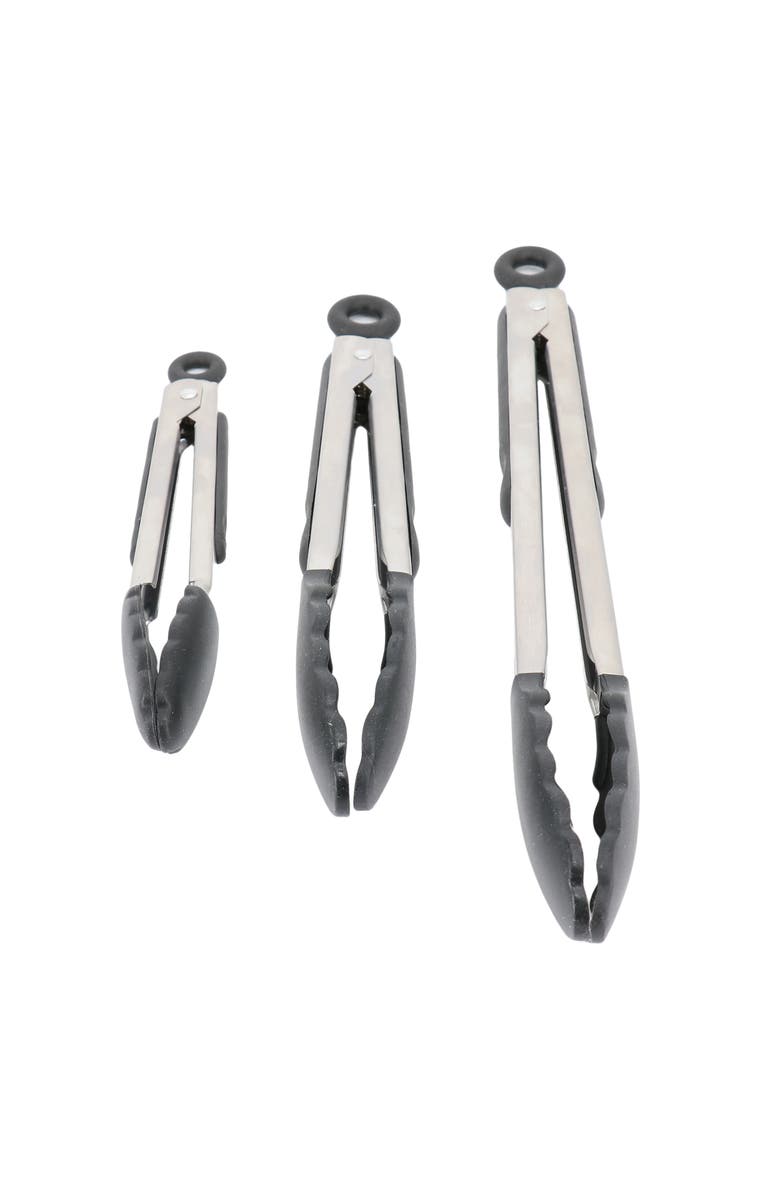 OSTER Baldwyn 3 Piece Stainless Steel Kitchen Tongs Set, Main, color, Black