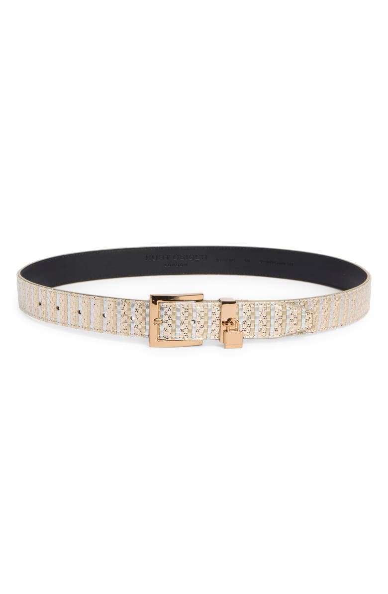 Kurt Geiger London Metallic Faux Leather Belt, Main, color, Gold Multi