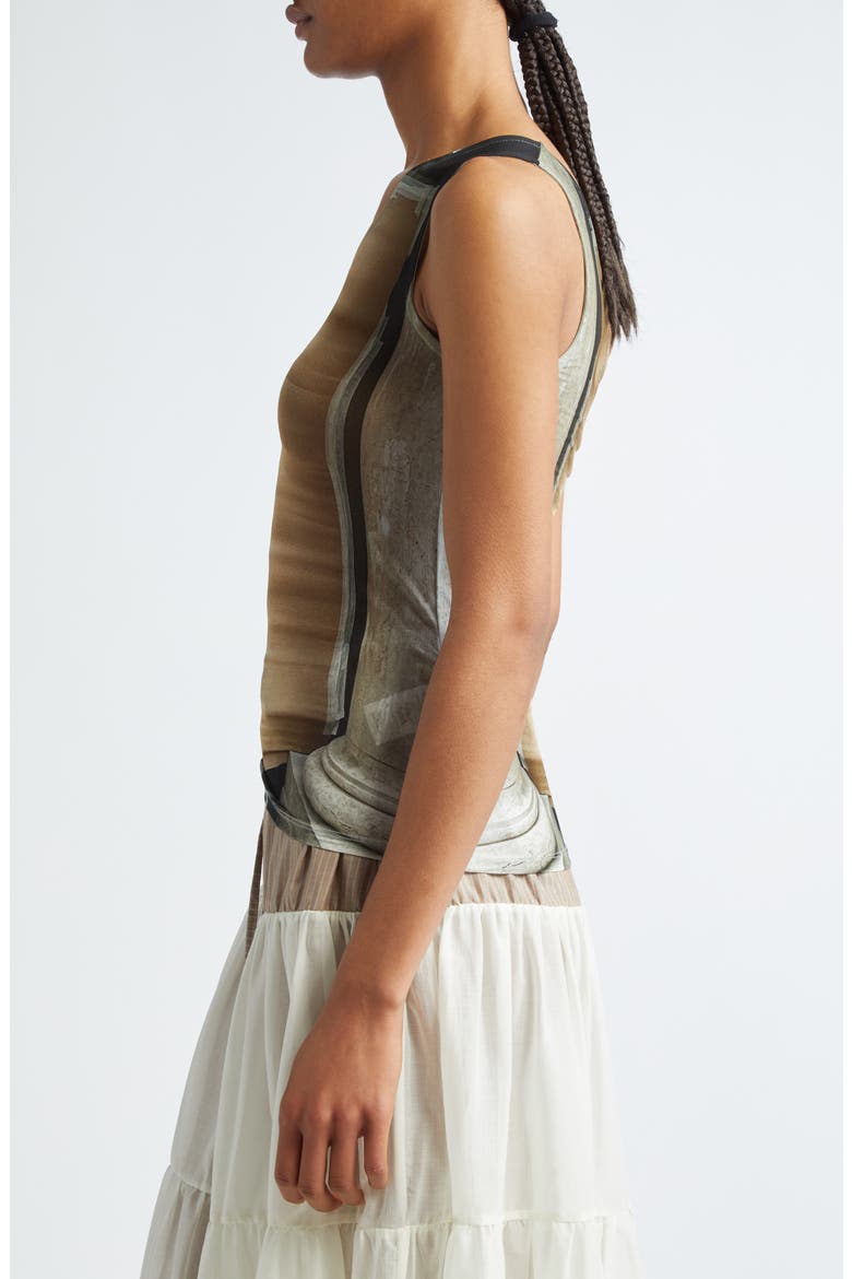 Colu Construction Print One-Shoulder Top, Alternate, color, BROWN