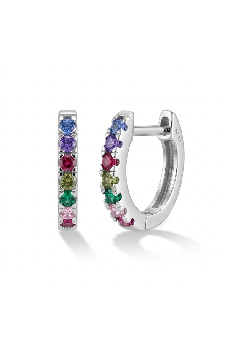 Multicolor Encrusted Girl Hoop Earrings, Main, color, Multi-Color