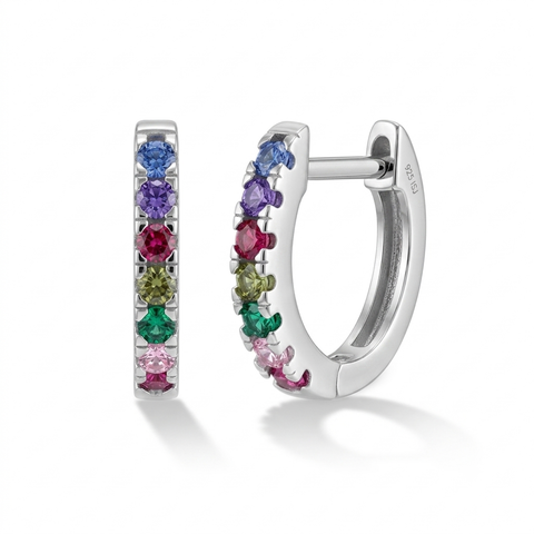 Multicolor Encrusted Girl Hoop Earrings